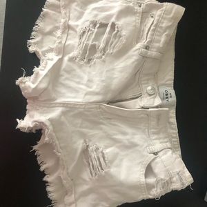 Pacsun by Obey White Ripped Shorts